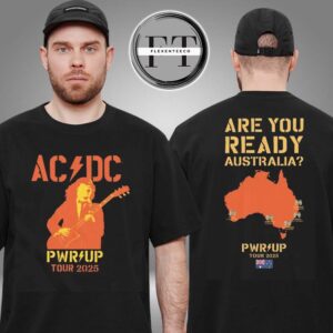 AC DC Are You Ready PWR UP 2025 Tour AUS Map Two Sided Unisex T-Shirt