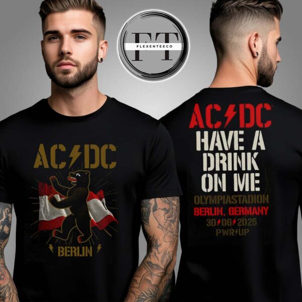 AC DC Berlin PWR UP Tour T-Shirt Two Sided Unisex T-Shirt