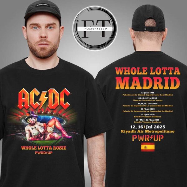 AC DC Madrid PWR UP Tour Two Sided Unisex T-Shirt