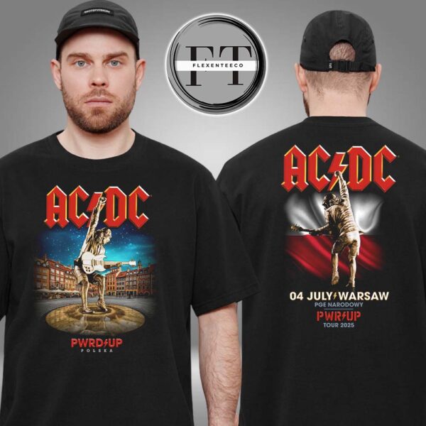 AC DC Warsaw PWR UP Tour Two Sided Unisex T-Shirt