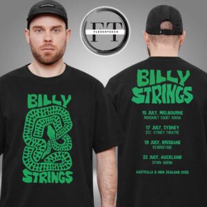 Billy Strings Exclusive Merchandise 2025 Tour Australia & New Zealand Green Snake Two Sided Unisex T-Shirt