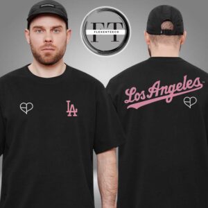 Men’s Los Angeles Dodgers Mitchell & Ness x BLACKPINK Black Two Sided Unisex T-Shirt