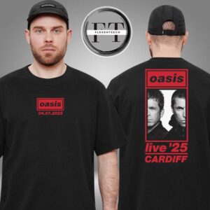 Oasis Merch For Cardiff Live 25 Cardiff On July 4 2025 Photo Band Two Sided Unisex T-Shirt