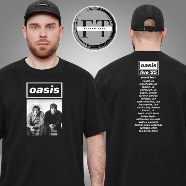 Oasis Merch For Cardiff Live 25 Schedule Two Sided Unisex T-Shirt