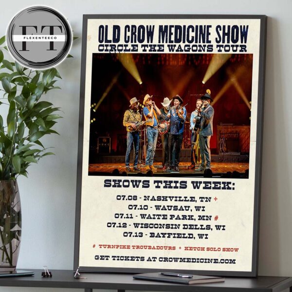 Old Crow Medicine Show Circle The Wagons Tour 2025 Schedule Home Decor Poster Canvas
