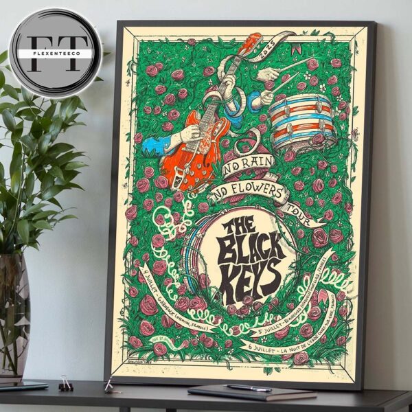 The Black Keys No Rain No Flowers Tour Schedule Home Decor Poster Canvas